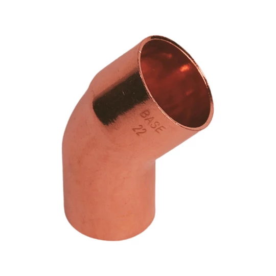 BASE forrasztható réz ív idom 45°, KB, 22 mm