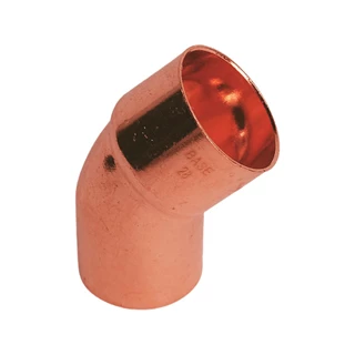 BASE forrasztható réz ív idom 45°, KB, 28 mm