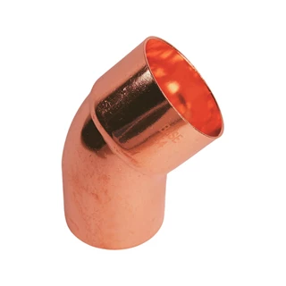 BASE forrasztható réz ív idom 45°, KB, 54 mm