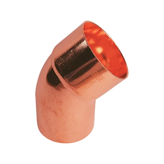 BASE forrasztható réz ív idom 45°, KB, 54 mm