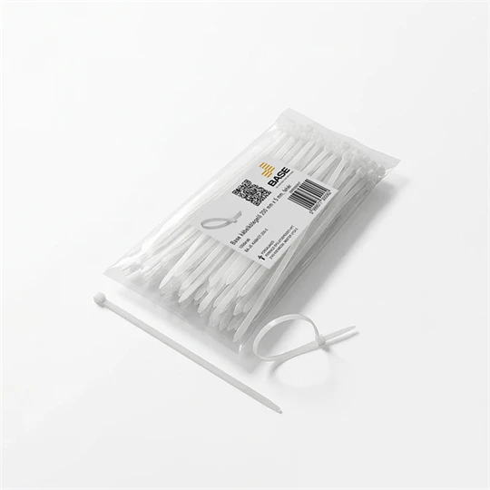 BASE kábelkötegelő 200 mm x 5 mm, fehér, 100 db/csomag