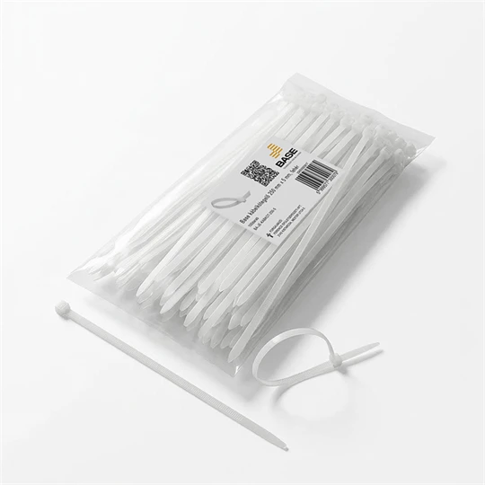 BASE kábelkötegelő 250 mm x 5 mm, fehér, 100 db/csomag