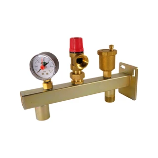 BASE tágulási tartály tartó konzol 3/4"-os csatlakozással, aut. légtelenítővel, nyomásmérővel, 3 bar-os bizt. szeleppel