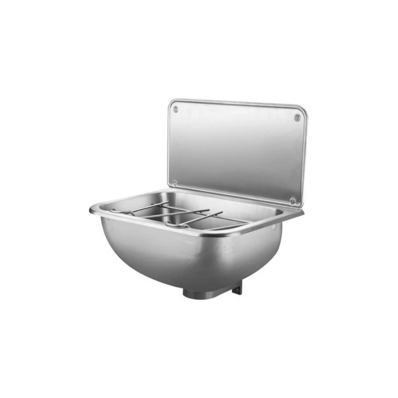 B&K Falikút mélyhúzott 460x340x200 medence,hátfal, kivehető vödörtartó ráccsal, rozsdamentes acél, matt, szifon nélkül