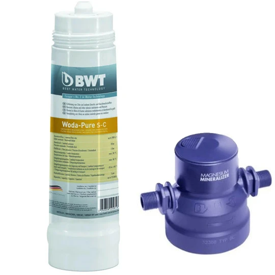 BWT Woda-Pure S-C aktívszenes vízszűrő és MM vízszűrő fej 3/8"