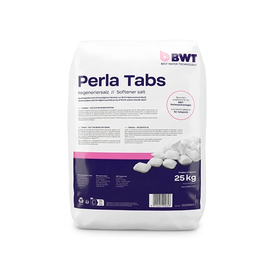 BWT vízkezelő berendezéshez Perla Tabs tablettázott regeneráló só (vízlágyító só) - 25 kg/zsák
