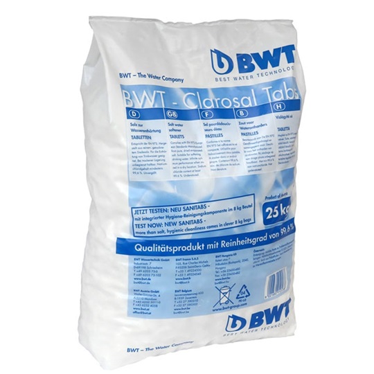 BWT vízkezelő berendezéshez Perla Tabs tablettázott regeneráló só (vízlágyító só) - 25 kg/zsák