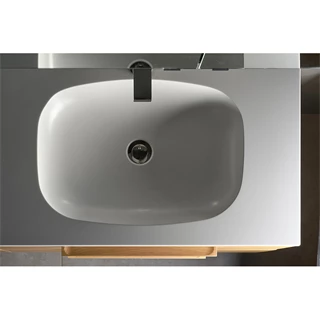 Bányai, Corian mosdópult Corian mosdóval szélesség:85 cm, mélység:49 cm, vastagság:5 cm glacier white szín