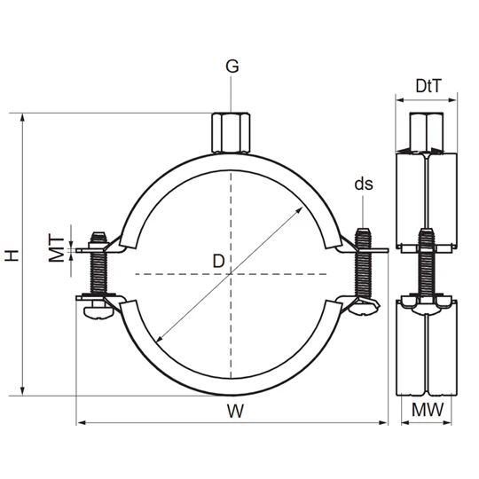 Bis 2S Gumibetétes csőbilincs M8/10 20-24mm