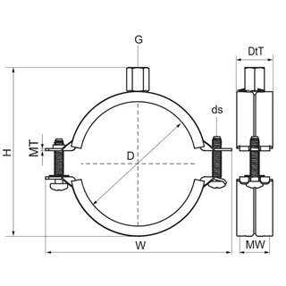 Bis 2S Gumibetétes csőbilincs M8/10 25-30mm