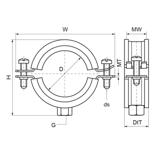 Bis BISMAT 2000 Kétrészes gumibetétes bilincs M8/10 40-43mm