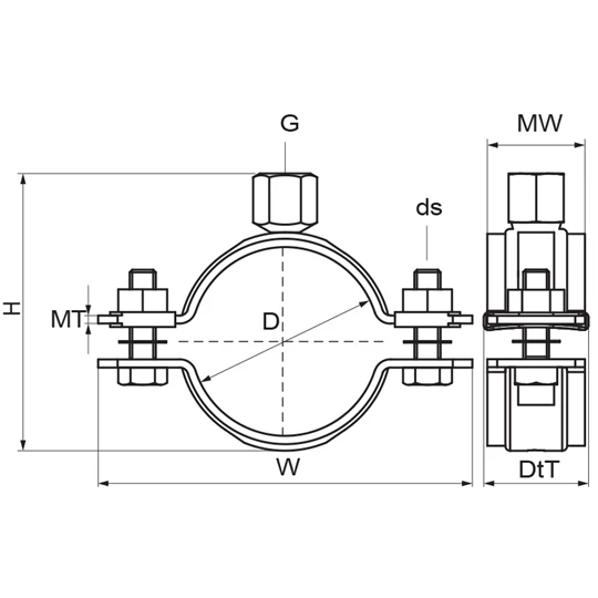 Bis HD500 Masszív gumibetét nélküli bilincs M10/12 BUP 108-116mm