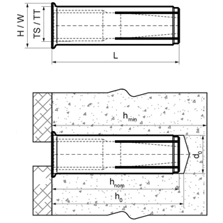 Bis WDI2L Peremes fémdübel M8x30mm