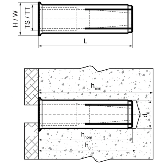 Bis WDI2L Peremes fémdübel M8x30mm