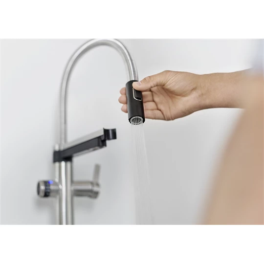 Blanco Evol-S Pro Filter csaptelep, zuhanyváltós fejjel, PVD steel, magas nyomású, tartozék szűrővel