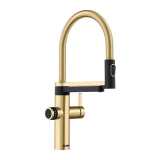 Blanco Evol-S Pro Filter csaptelep, zuhanyváltós fejjel, satin gold, magas nyomású