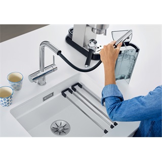 Blanco Fontas-S II mosogató csaptelep, Ultra Resist rozsdamentes színhatás, víztisztító berendezésre csatlakoztatható 