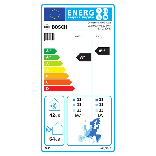 Bosch CS3400iAWS 12 OR-T Compress 3400i AWS 12 OR-T split levegő-víz hőszivattyú háromfázisú kültéri egység