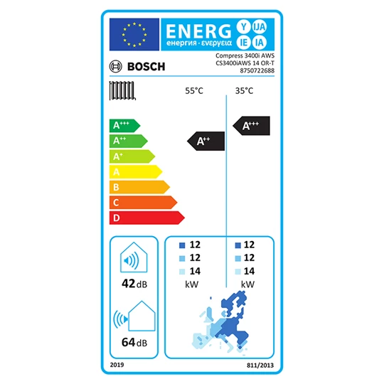 Bosch CS3400iAWS 14 OR-T Compress 3400i AWS 14 OR-T split levegő-víz hőszivattyú háromfázisú kültéri egység