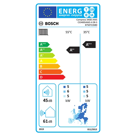 Bosch CS3400iAWS 4 OR-S Compress 3400i AWS 4 OR-S split levegő-víz hőszivattyú egyfázisú kültéri egység