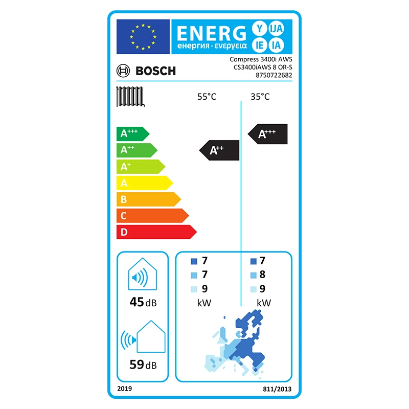 Bosch CS3400iAWS 8 OR-S Compress 3400i AWS 8 OR-S split levegő-víz hőszivattyú egyfázisú kültéri egység