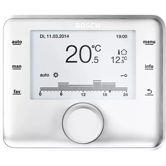 Bosch CW400 időjáráskövető szabályzó, heti programozású, max. 4 fűtési körhöz és 2 tároló töltésére