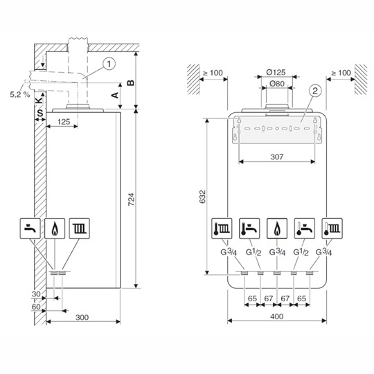 Bosch Condens GC2300iW 24/30 C 23 fali kondenzációs kombikészülék 24kW