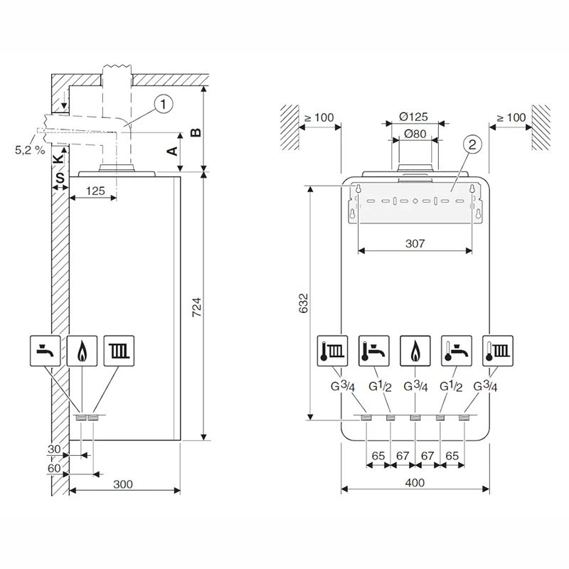 Bosch GC2300iW 24 P 23 Condens 2300i W  fali kondenzációs fűtőkészülék