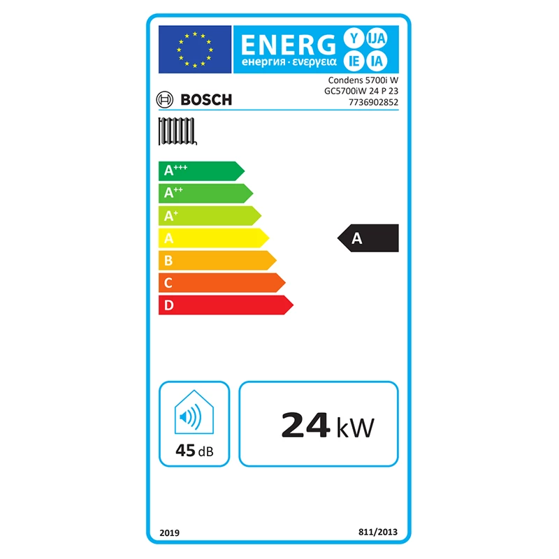 Bosch GC5700iW P-24 fali kondenzációs fűtő gázkazán 24 kW -os teljesítménnyel, beépített váltószeleppel, korrózióálló