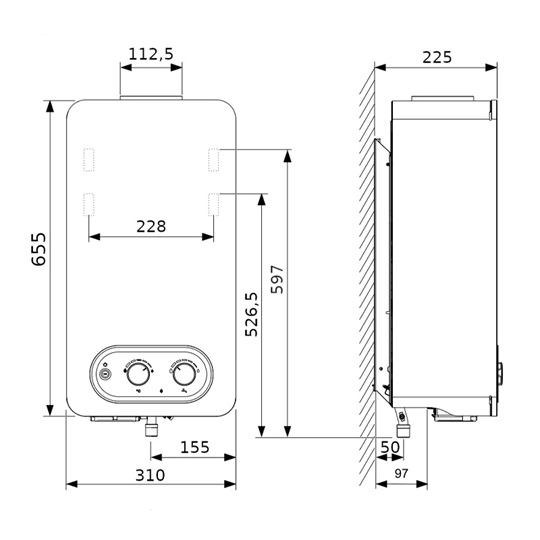 Bosch Therm 4200 WR11-C4 elemes gyújtású fali kéményes vízmelegítő 11 liter/perc