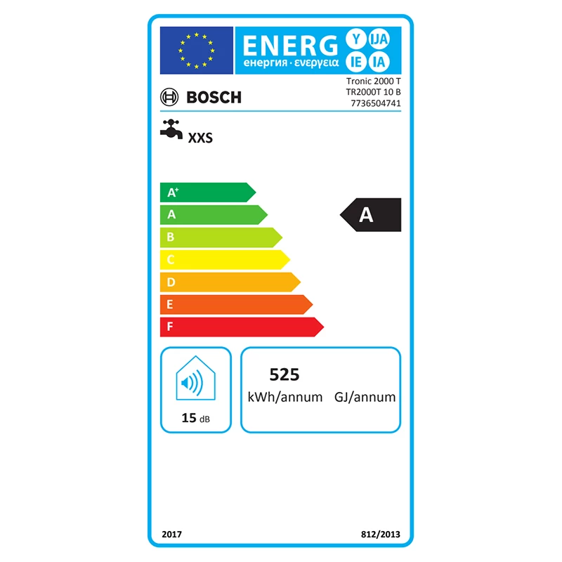 Bosch Tronic 2000T 10B felső elhelyezésű villanybojler, 10 L, 1,5kW