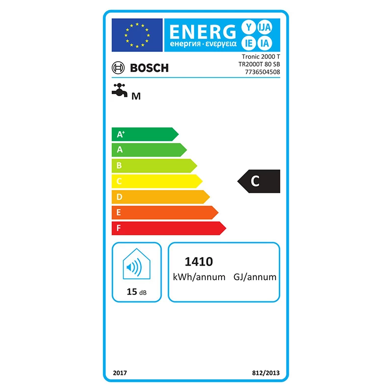 Bosch Tronic 2000T 80 SB  Slim függesztett villanybojler, 80 L, 2kW 
