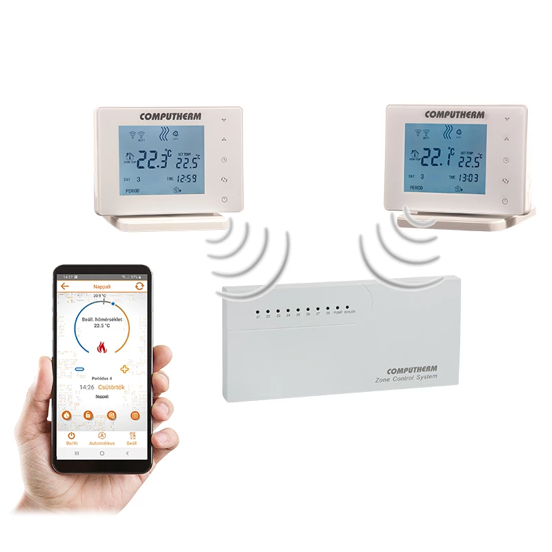 Computherm E800RF multizónás Wi-Fi termosztát vezeték nélküli érintőgombos vezérlőkkel - COME007
