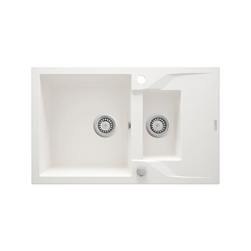 Deante Andante gránit mosogató,1 medence+gyümölcsmosó+csepegtető, lefolyó+szifon, 780x490x194mm, alabástrom