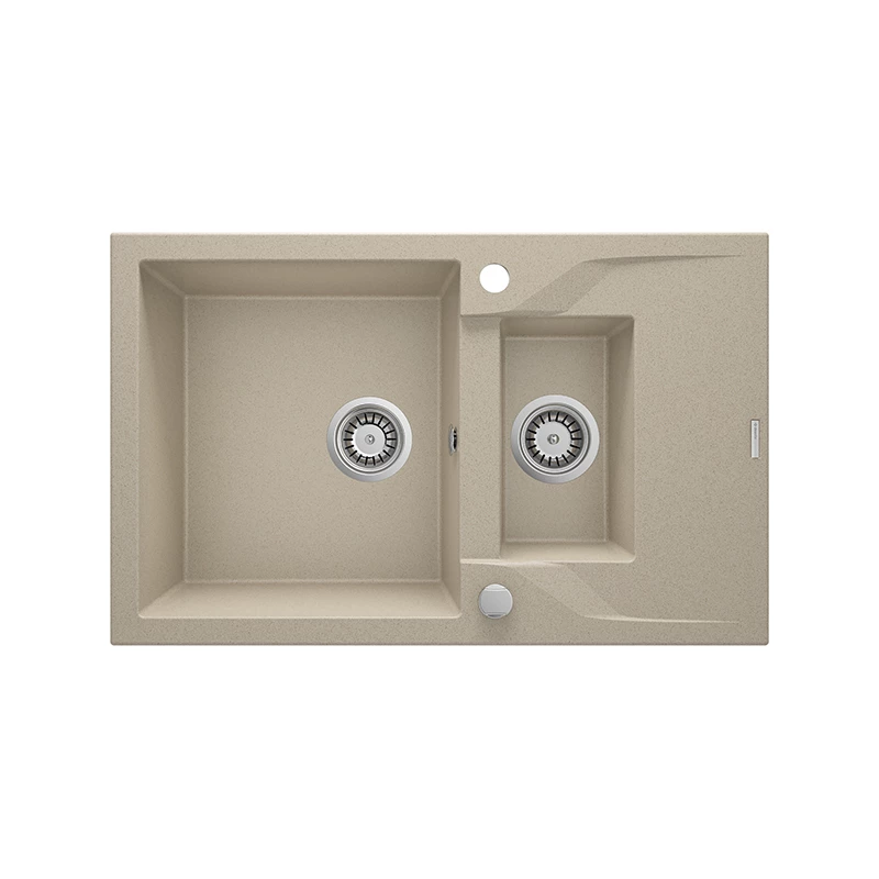 Deante Andante gránit mosogató,1 medence+gyümölcsmosó+csepegtető, lefolyó+szifon, 780x490x194mm, homok