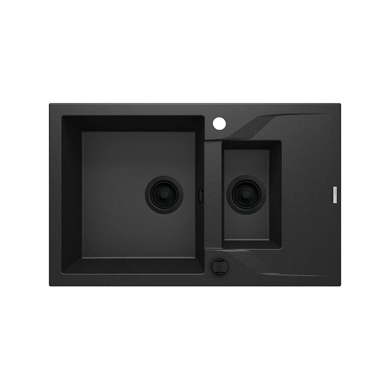 Deante Andante gránit mosogató,1 medence+gyümölcsmosó+csepegtető, lefolyó+szifon, 780x490x194mm, metál grafit