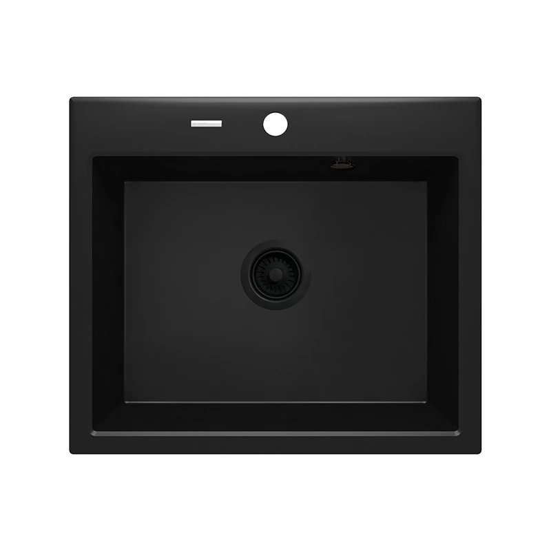 Deante Andante gránit mosogató,1 medence, lefolyó+szifon, 600x520x210mm, nero