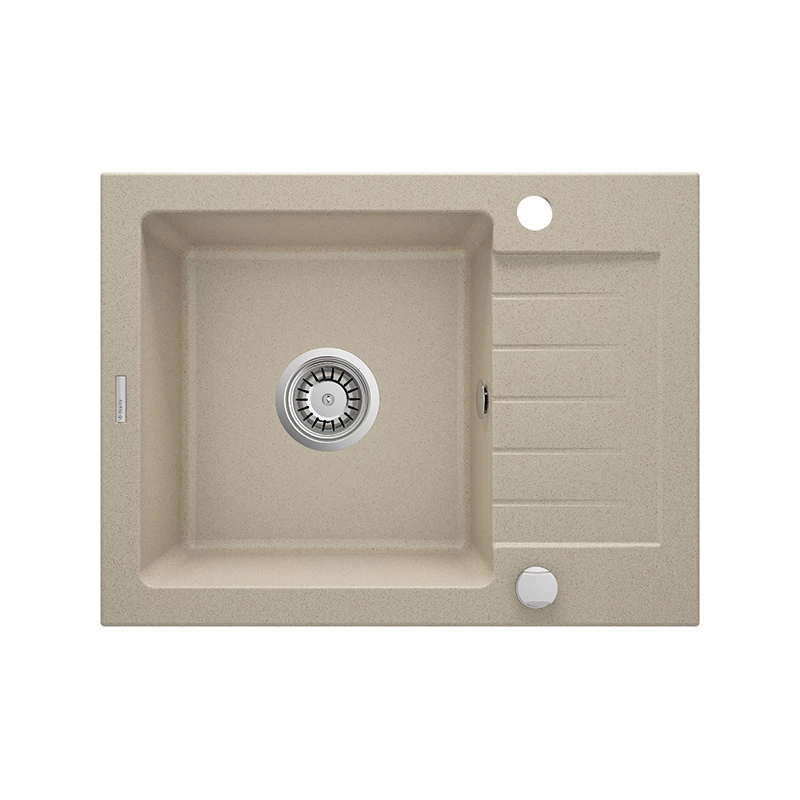 Deante Zorba gránit mosogató, 1 medence+csepegtető+lefolyó+szifon, 580x440x164mm, homok