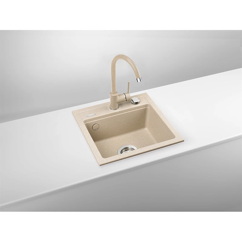 Deante Zorba gránit mosogató, 1 medence+lefolyó+szifon, 440x440x184mm, homok