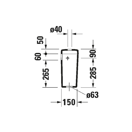 Duravit D-Code monoblokk WC tartály, vízbekötés oldalt, fehér