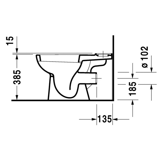 Duravit D-Code monoblokk WC csésze, mélyöblítésű, hátsó kifolyású, fehér