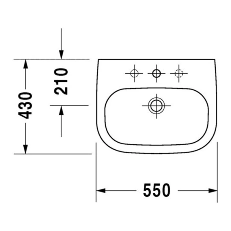 Duravit D-Code mosdó 55 x 43 cm, fehér, 1 csaplyukkal