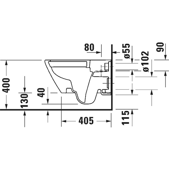 Duravit D-Neo fali-wc, mélyöblítésű, Rimless, 540x370 mm, fehér