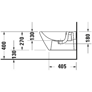 Duravit D-Neo fali bidé túlfolyóval, csaplyukpaddal, Durafix rögzítéssel, 370x540mm