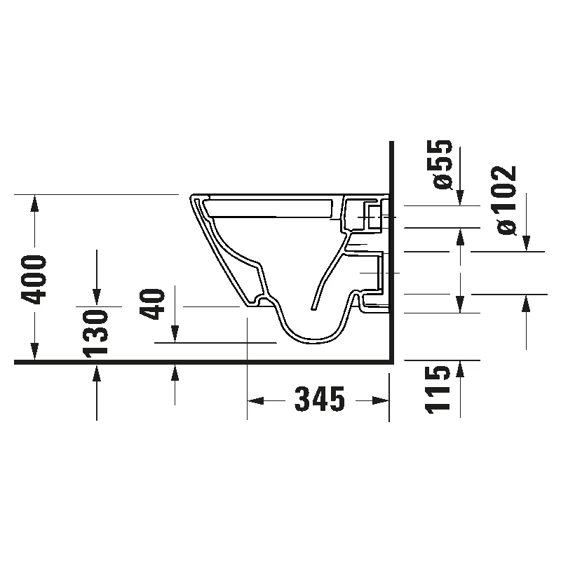 Duravit D-Neo fali kompakt wc, Rimless, mélyöblítésű, 480 mm, látható rögzítéssel
