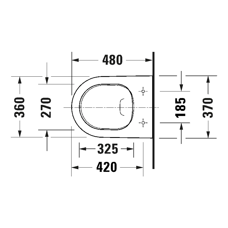 Duravit D-Neo fali kompakt wc, Rimless, mélyöblítésű, 480 mm, látható rögzítéssel