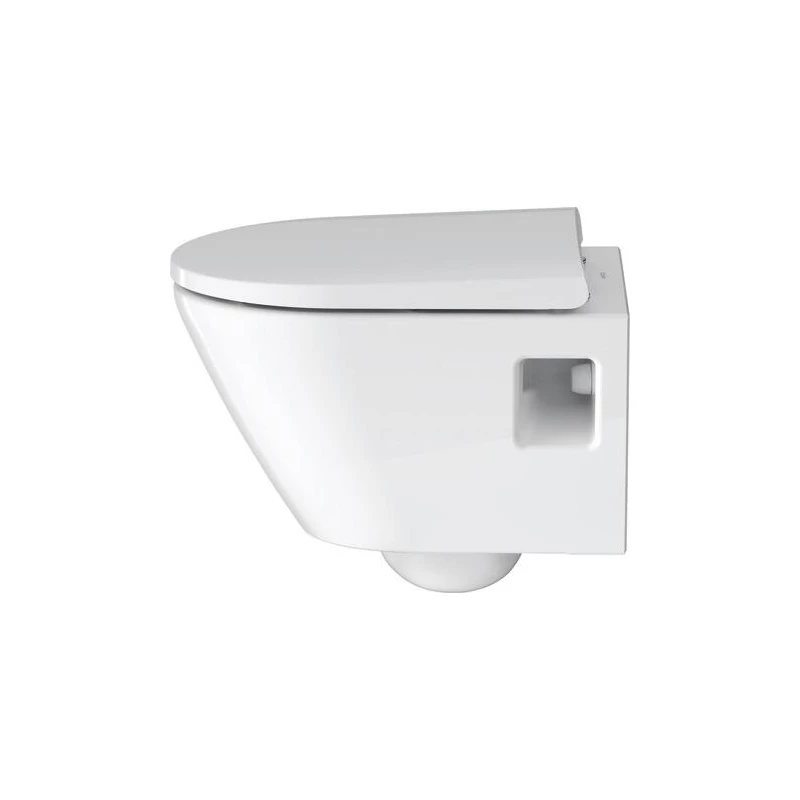 Duravit D-Neo fali kompakt wc, Rimless, mélyöblítésű, 480 mm, látható rögzítéssel