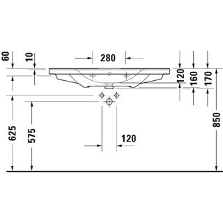 Duravit D-Neo kerámia mosdó, bútorral aláépíthető, 1005x480mm, csaplyukkal, túlfolyóval, 2 oldalt pakoló, fehér