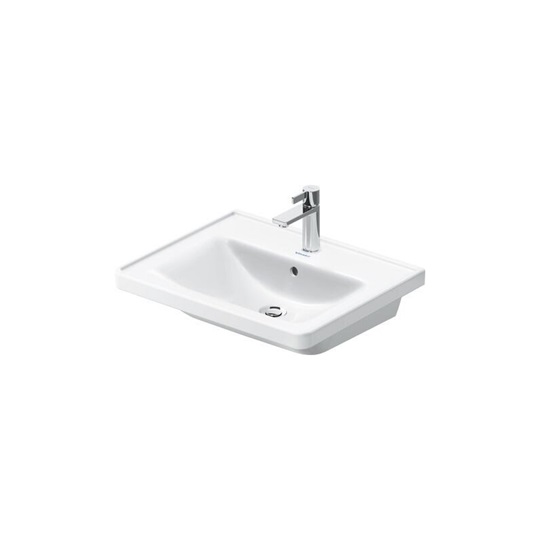 Duravit D-Neo kerámia mosdó, bútorral aláépíthető, 600x480 mm, csaplyukpaddal, túlfolyóval