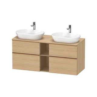 Duravit D-Neo mosdó alá építhető 4 fiókos fali mosdószekrény 1400*550*644mm, mosdópult kivágással két mosdó részére